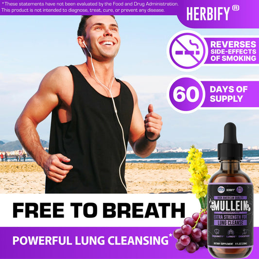 Herbify Mullein Drops pour showing easy dosing for throat comfort.