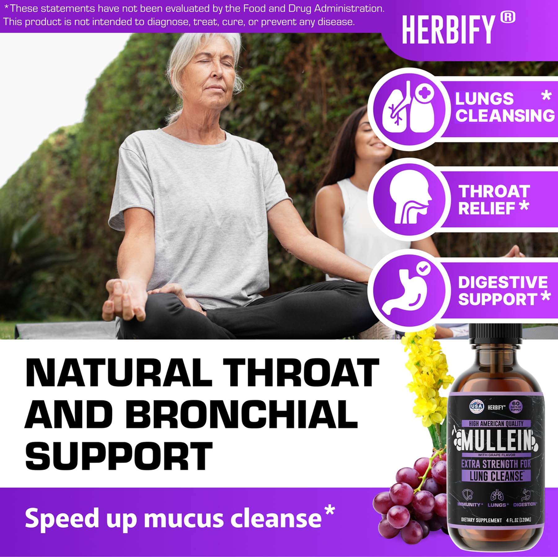 Herbify Mullein Drops tincture in glass bottle for detox and immunity support.