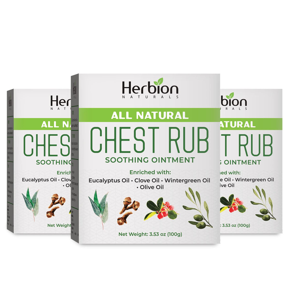 HERBION Naturals Chest Rub jar demonstrates a non-greasy balm for soothing chest discomfort