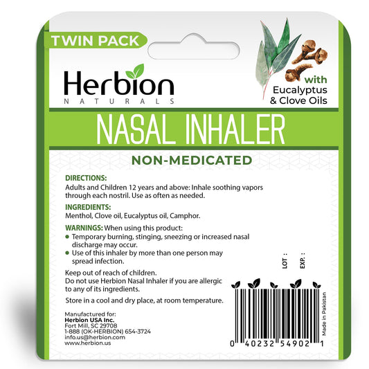 Close-up of eucalyptus and clove aroma from Herbion Naturals Nasal Inhaler.