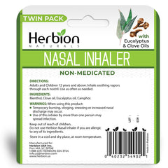 Close-up of eucalyptus and clove aroma from Herbion Naturals Nasal Inhaler.