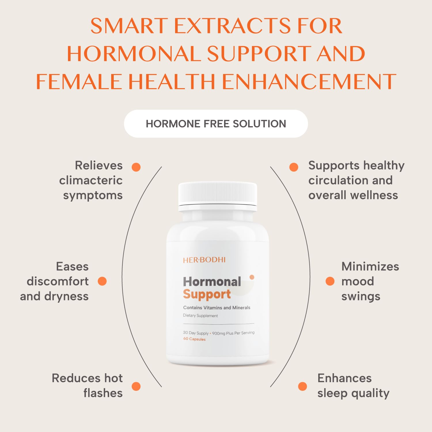 Her Bodhi Hormonal Support label close-up highlighting key ingredients