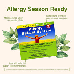 Close-up of Herbs Etc. Allergy ReLeaf System bottle with clean-label formula