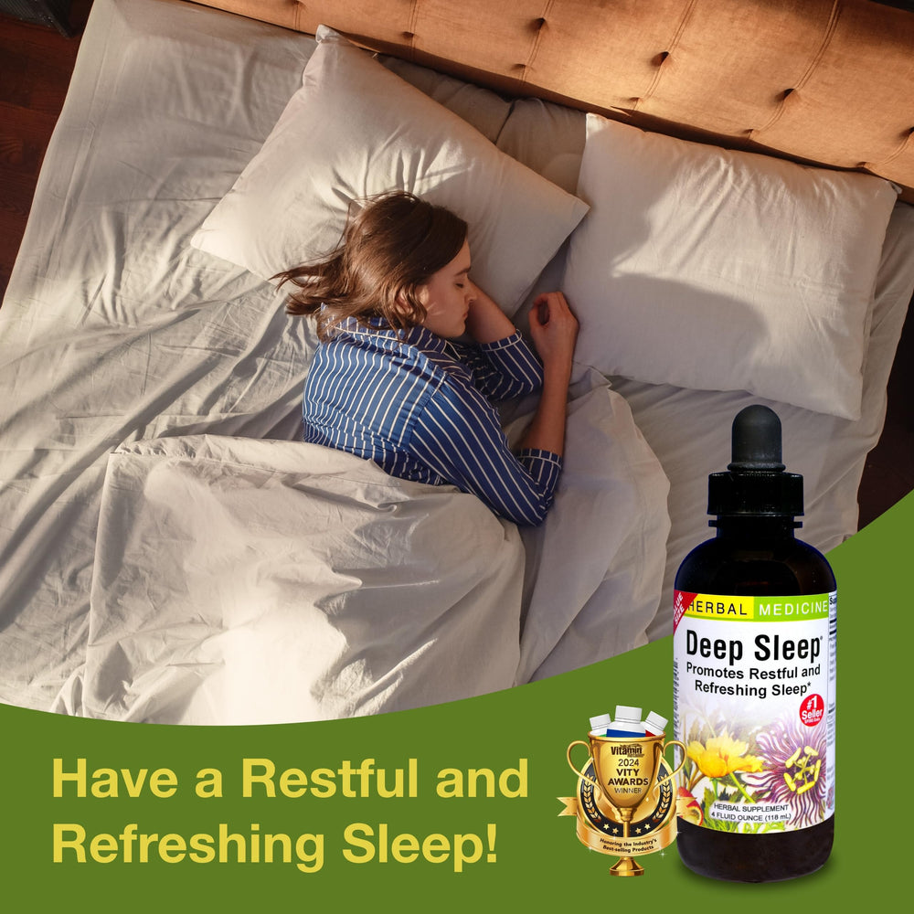 Label close-up emphasizes passionflower, chamomile and lemon balm for soothing sleep support
