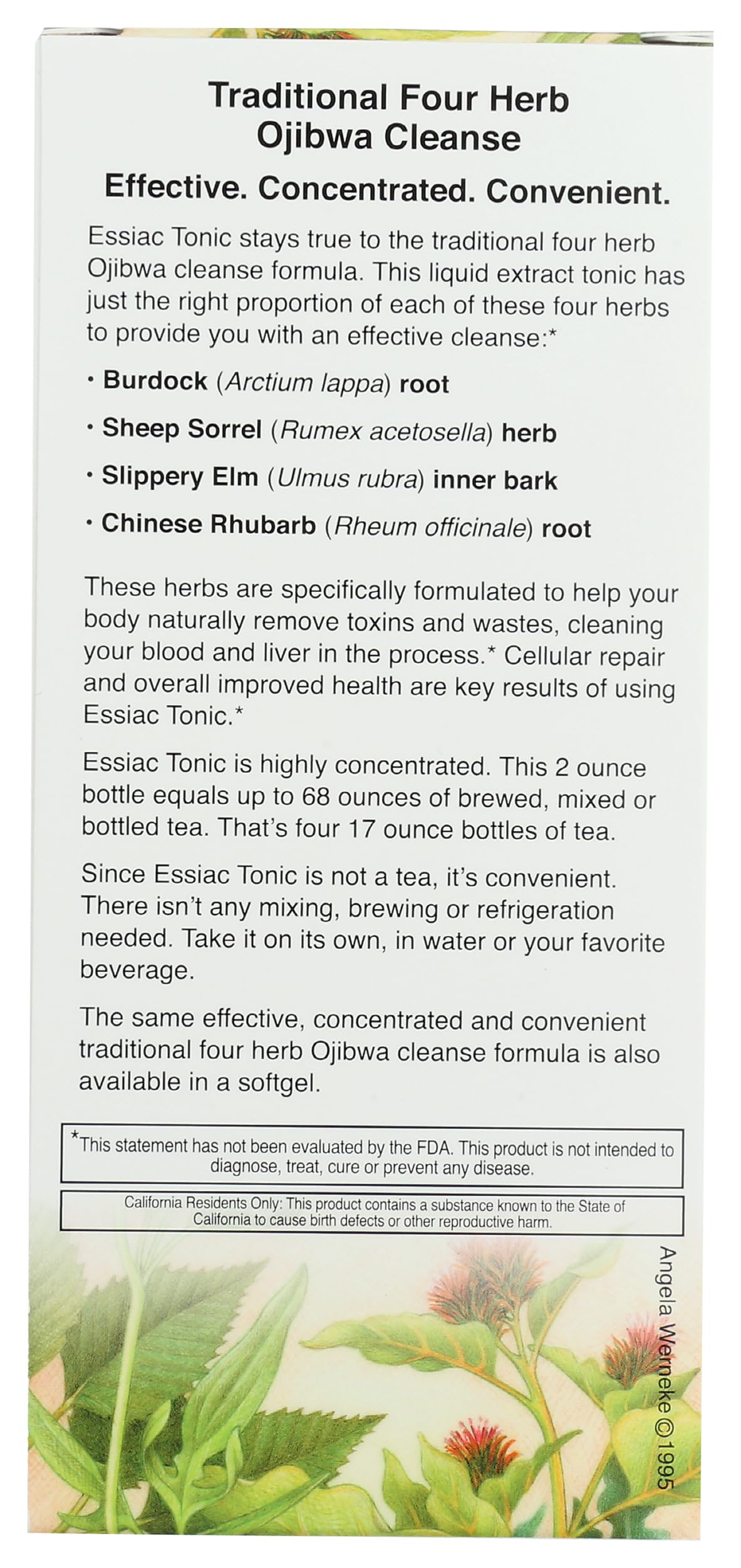 Herbs Etc. Essiac Tonic label with Ojibwa cleanse formula.