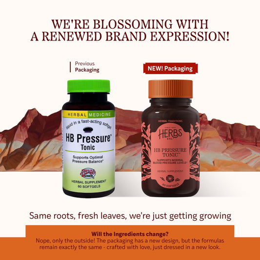 HB Pressure Tonic bottle back shows ingredients for herbal support