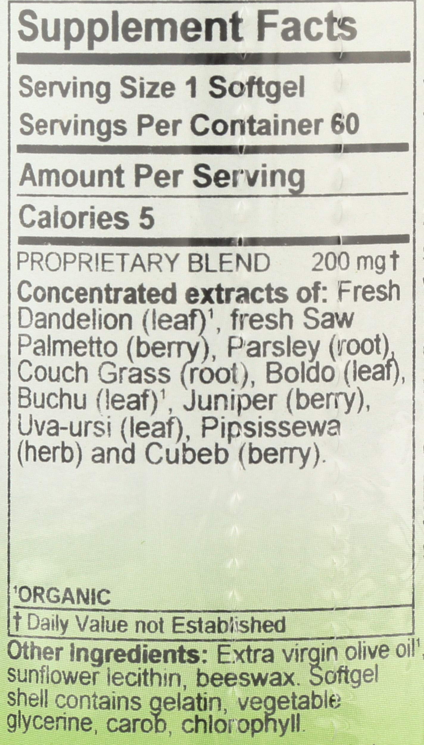 Herbs, Etc. Kidney Tonic softgels dandelion ingredient profile emphasizes natural plant support.