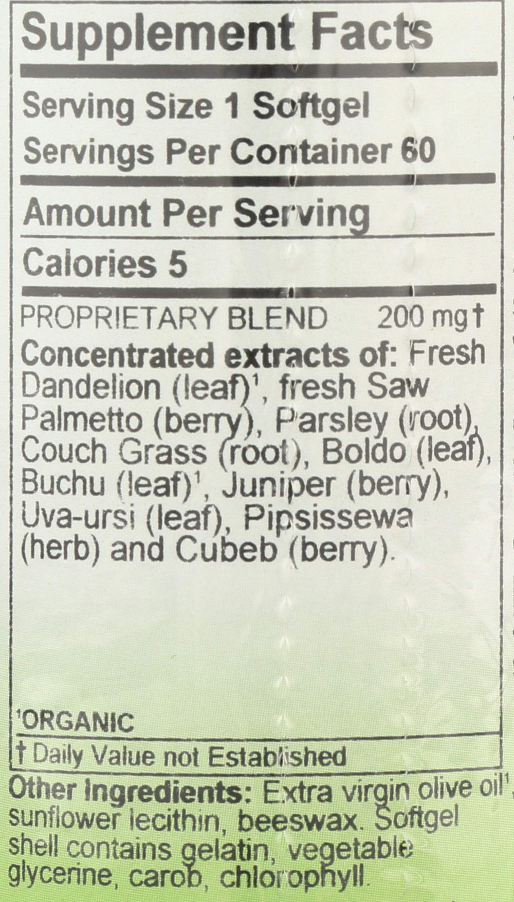 Herbs, Etc. Kidney Tonic softgels dandelion ingredient profile emphasizes natural plant support.
