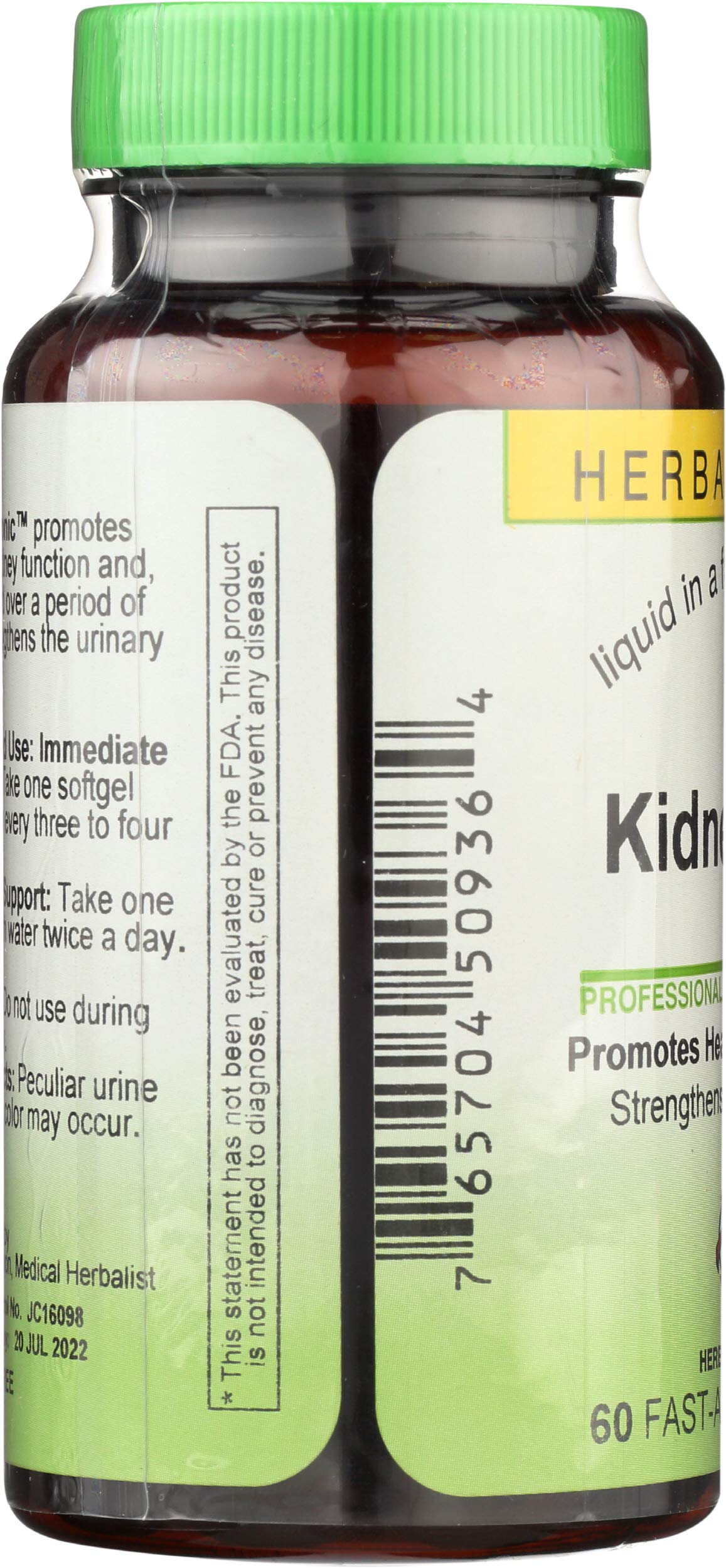 Herbs, Etc. Kidney Tonic softgels saw palmetto component showcases traditional herbal balance.