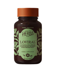 Herbs, Etc. Loviral softgel bottle for daily lung support.