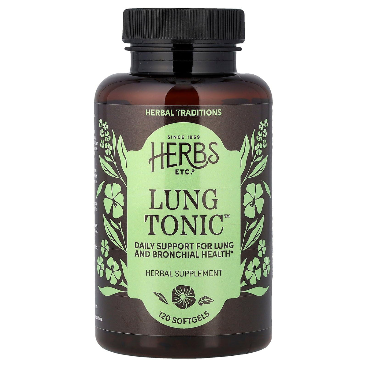 Herbs Etc. Lung Tonic bottle pour for convenient daily bronchial support.