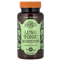 Herbs Etc. Lung Tonic bottle with softgels for respiratory support.