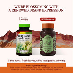 Herbs Etc. Lung Tonic packaging shows organic herbal blend for respiratory wellness.