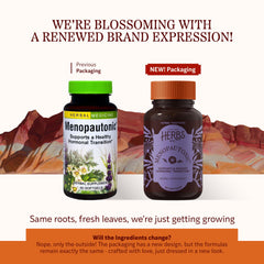 Herbs Etc. Menopautonic bottle back view showing ingredients for hormonal balance