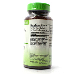 Herbs Etc. ParaFree softgels close-up emphasizing simple three-times-daily dosing for gut health.