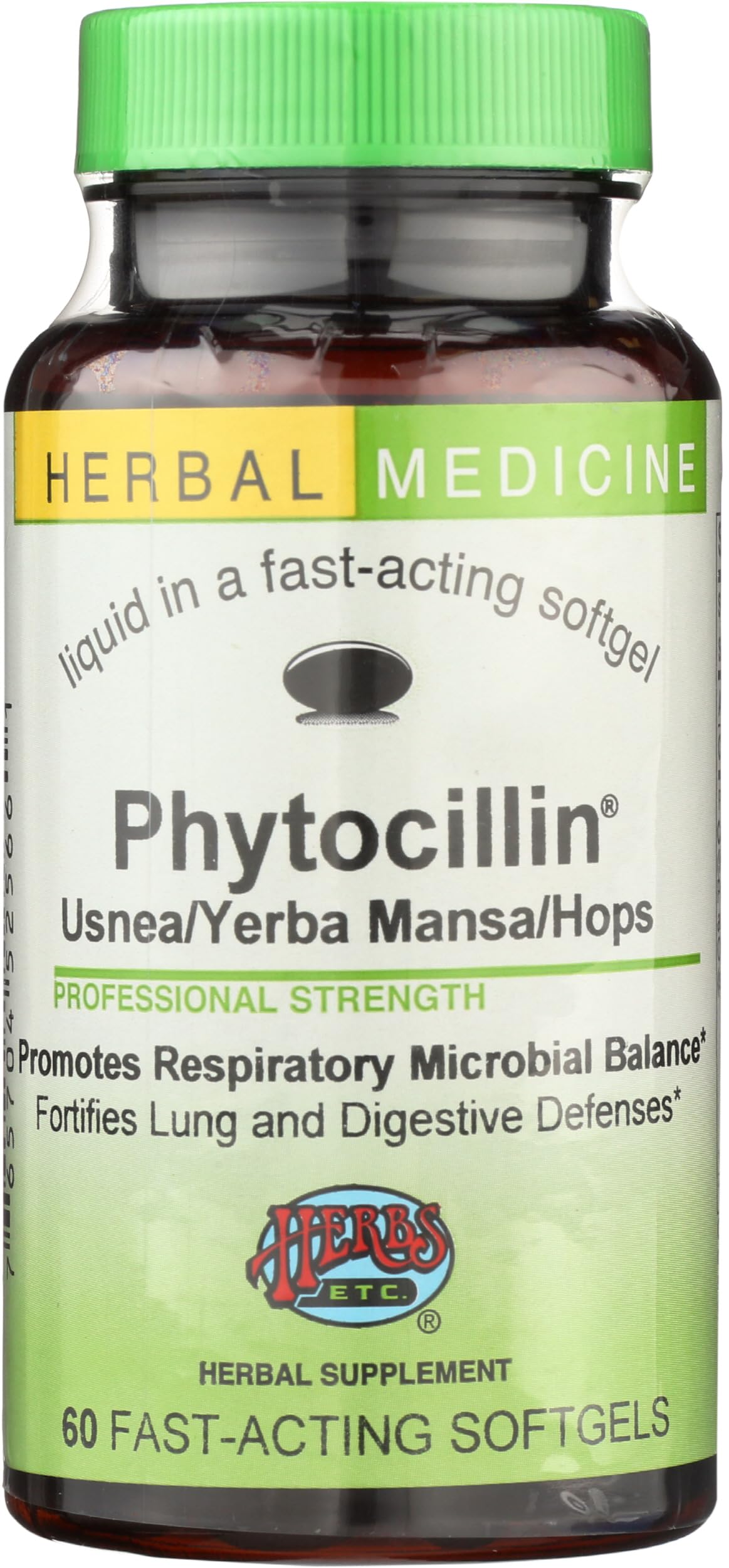 Herbs Etc. Phytocillin bottle front view for convenient seasonal support.