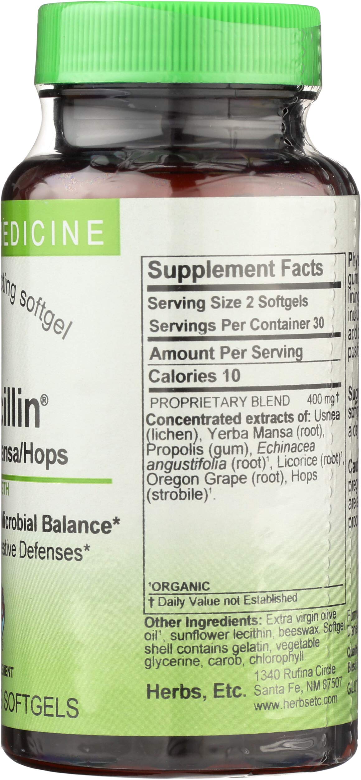 Herbs Etc. Phytocillin packaging emphasizes a science-backed blend for immune support.