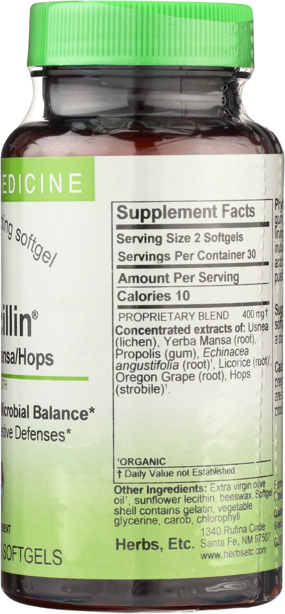 Herbs Etc. Phytocillin packaging emphasizes a science-backed blend for immune support.