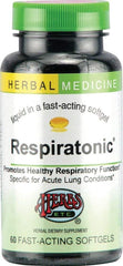 Herbs Etc. Respiratonic bottle front shows 60 softgels for daily respiratory support.