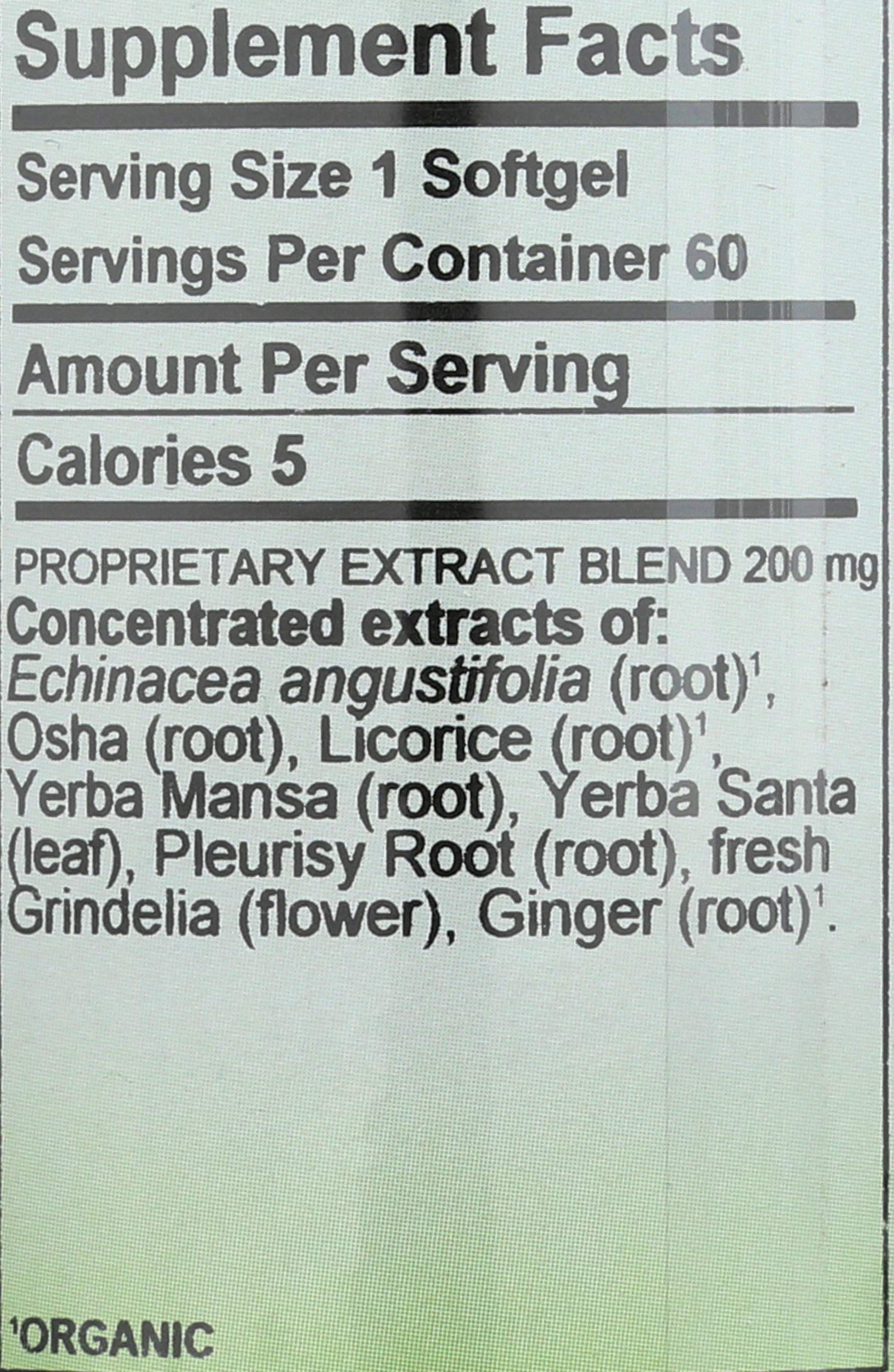Herbs Etc. Respiratonic softgels close-up highlights capsule texture and ease of swallowing.