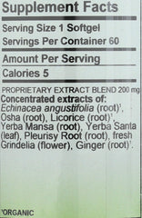 Herbs Etc. Respiratonic softgels close-up highlights capsule texture and ease of swallowing.