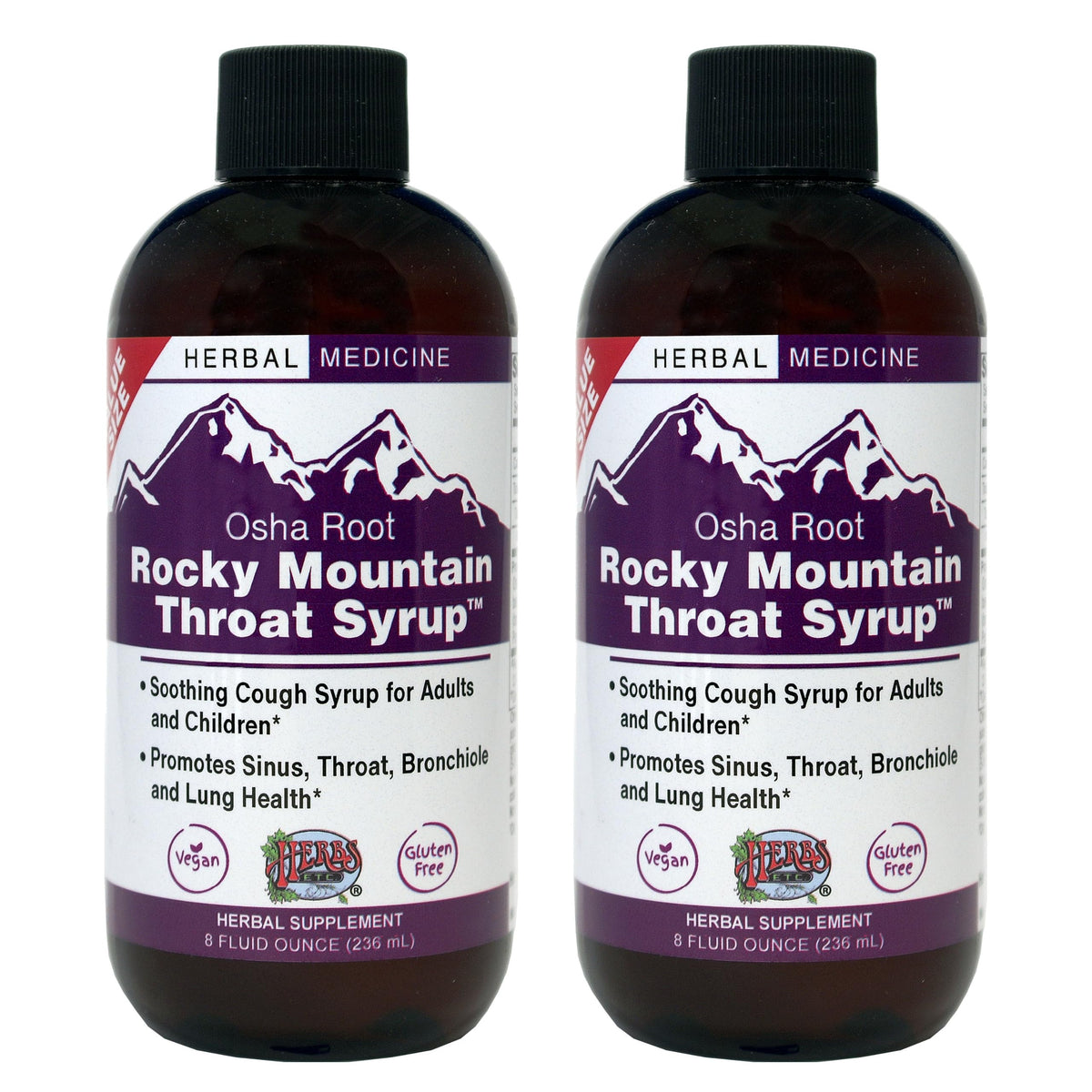 Herbs Etc. Rocky Mountain Throat Syrup bottle for natural throat support.