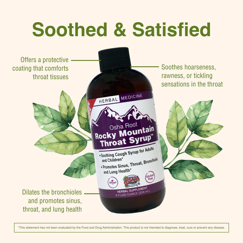 Dosing spoon with Herbs Etc. Rocky Mountain Throat Syrup for easy dosage.