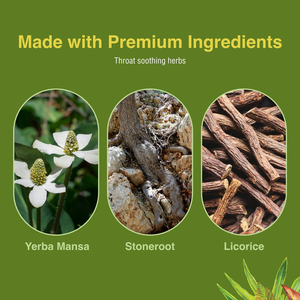 Herbs Etc. Singer's Saving Grace label close-up highlighting ingredients