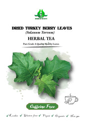 Herbs of Heaven Turkey Berry Leaves Powder packshot showing pure natural ingredients