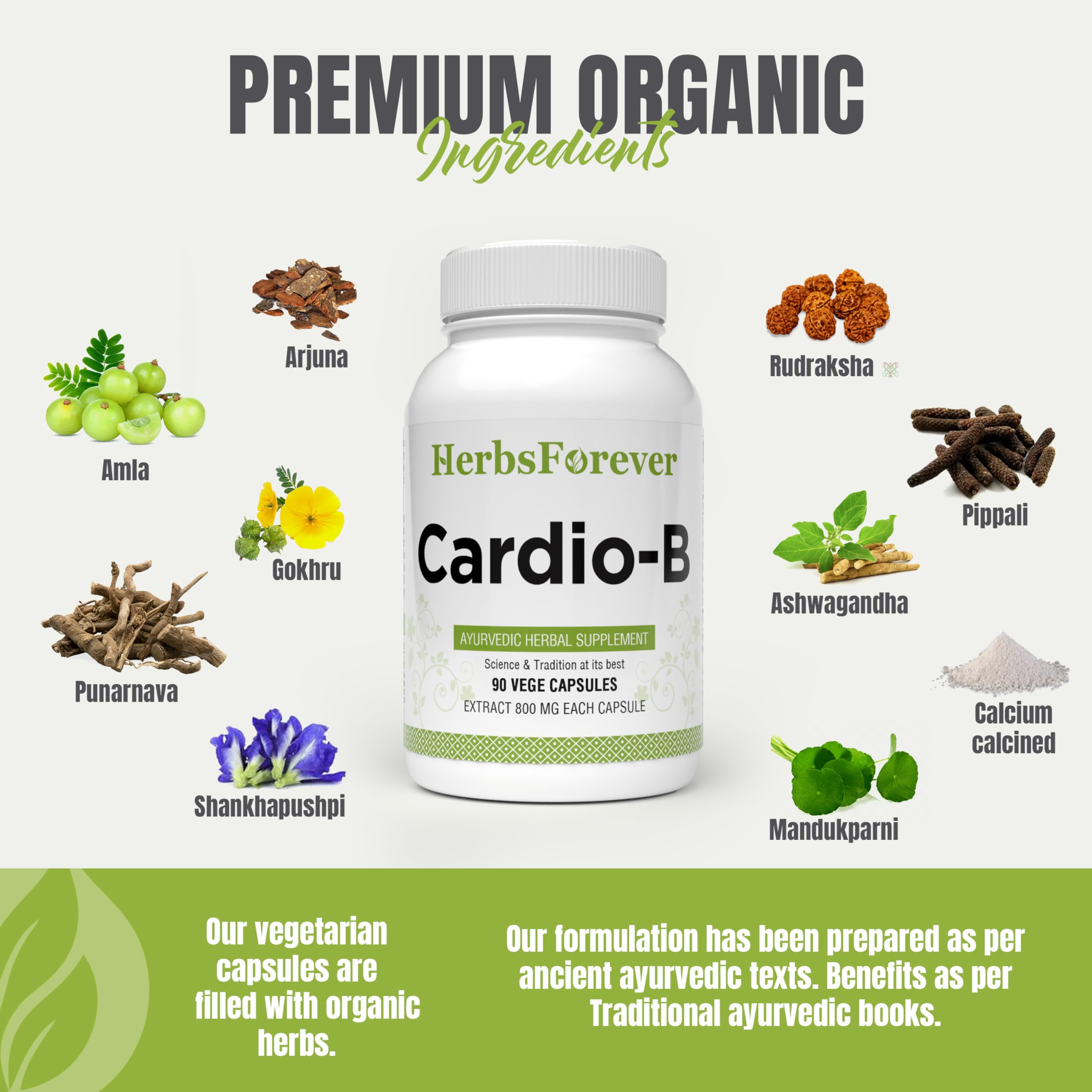 Herbsforever Cardio-B capsule texture shows smooth vege shell.