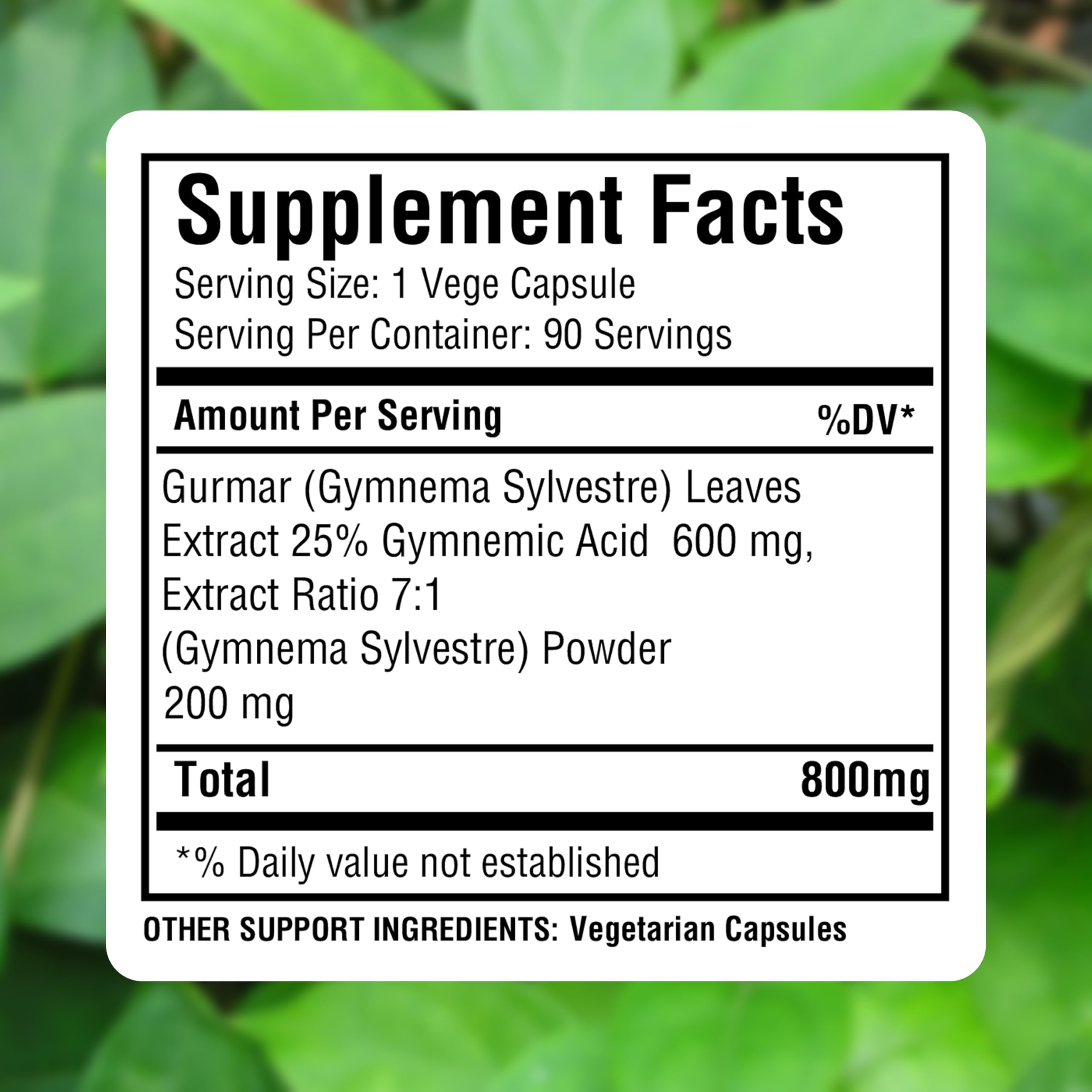 Herbsforever Gymnemic acid 25 percent badge on bottle emphasizing standardization.