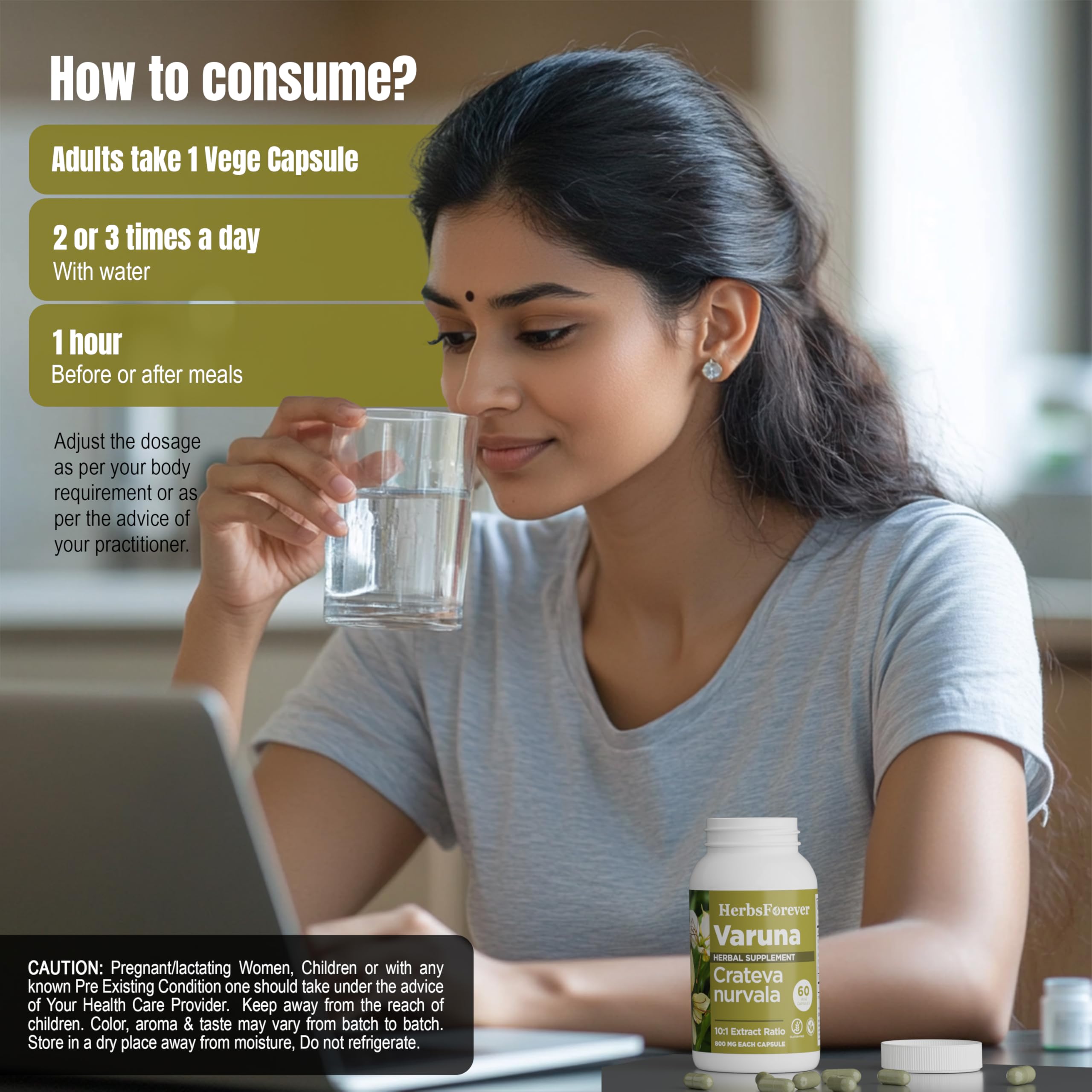 Herbsforever Varuna Nurvala vegan capsule ready for daily use.