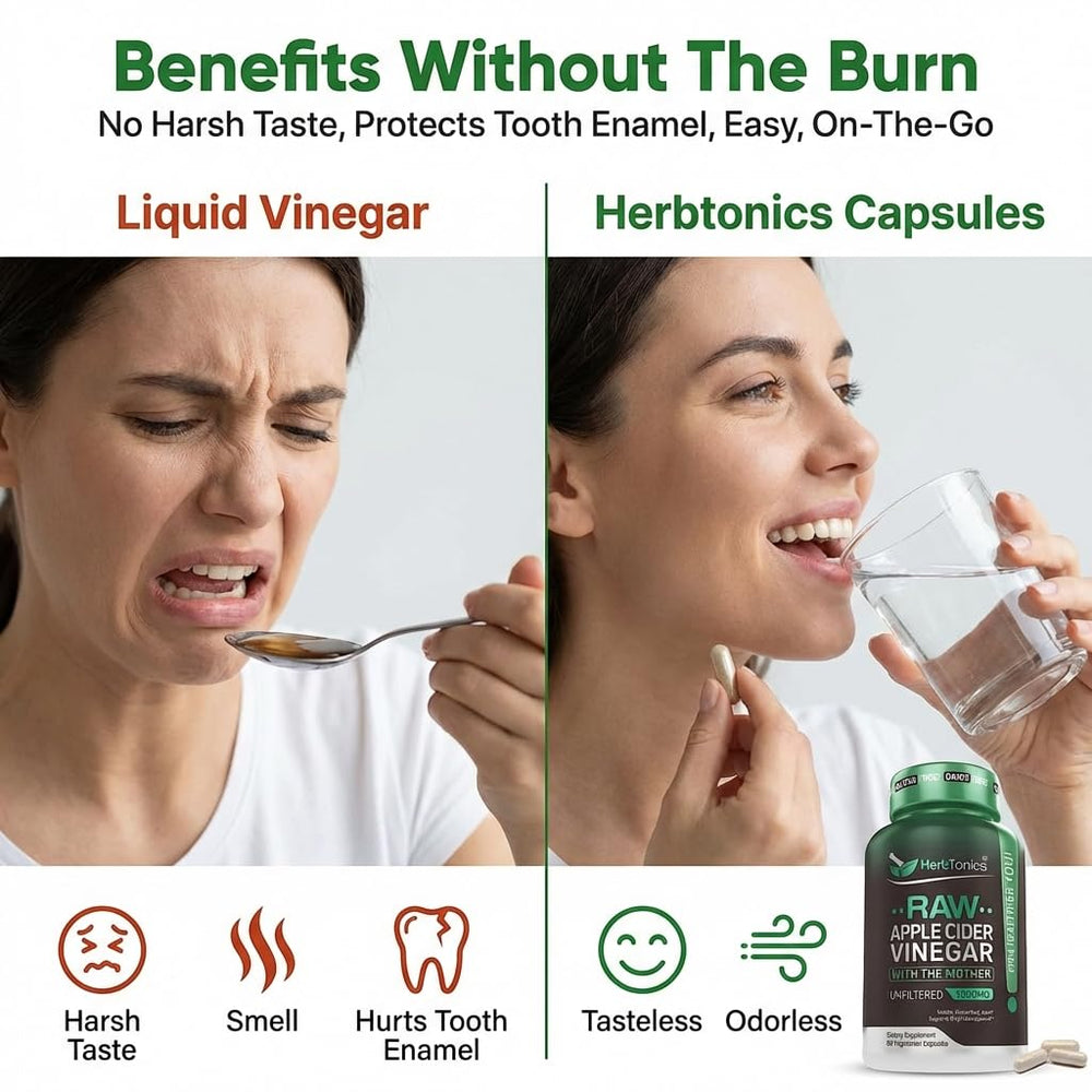 Herbtonics 1500mg per serving capsules on a clean surface for metabolic support.