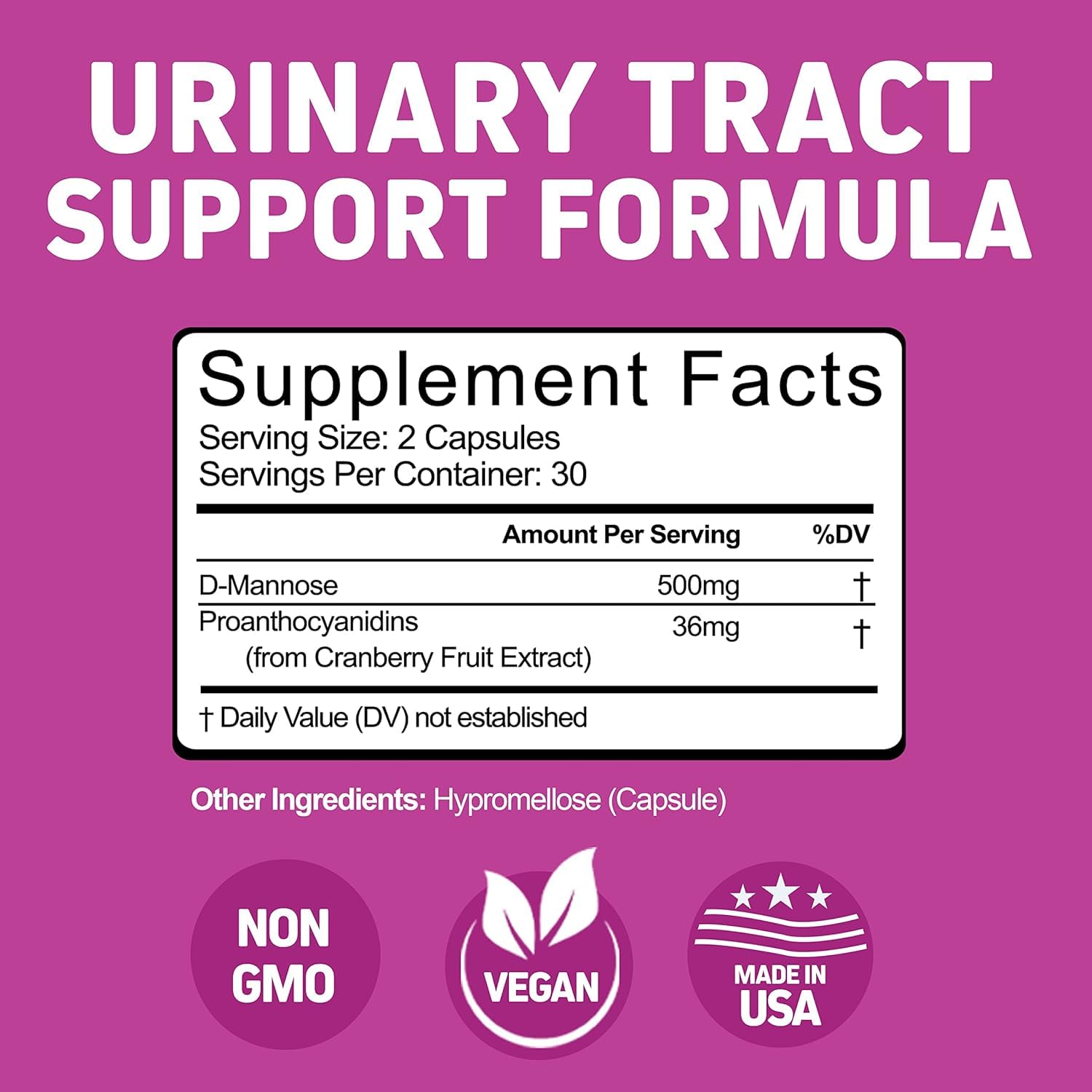 Herbtonics Urinary Tract Cleanse label graphic emphasizes PAC concentration