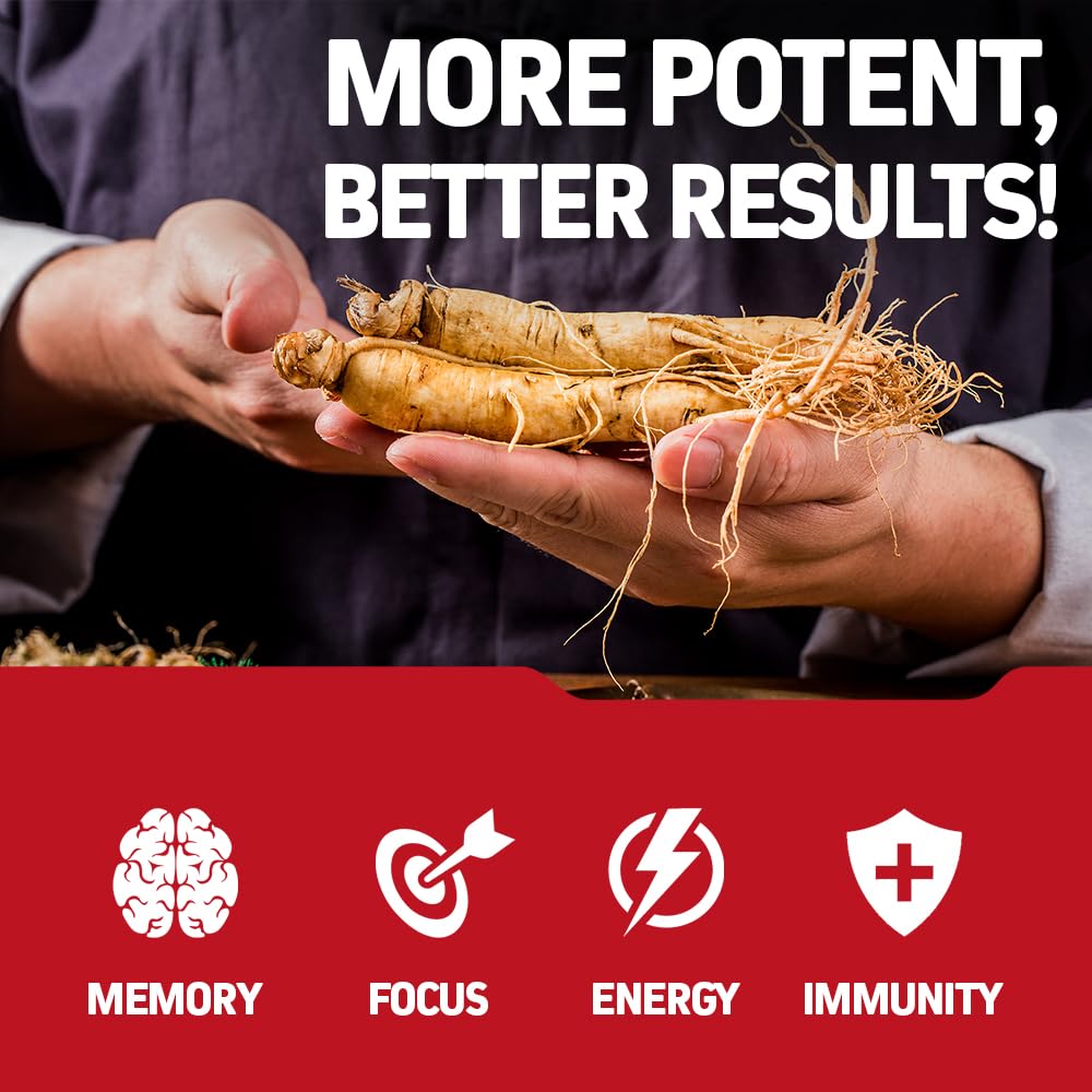 Herbtonics supplement bottle in scene conveys premium vegan, gluten-free ginseng option.