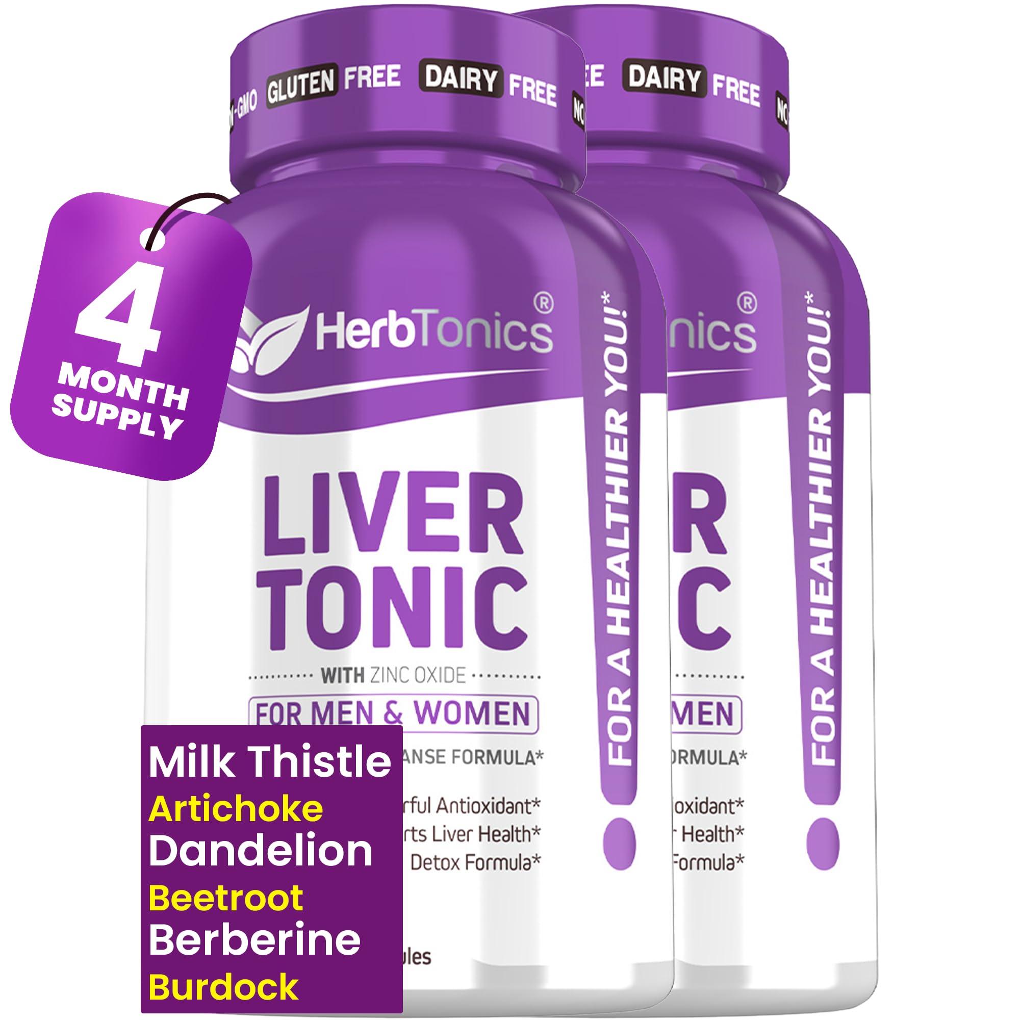 Herbtonics Liver Cleanse bottle-front view for daily liver support