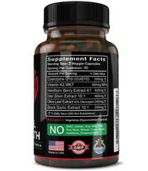 Herbtopia Eternal Health bottle label highlighting CoQ10 and MK7.