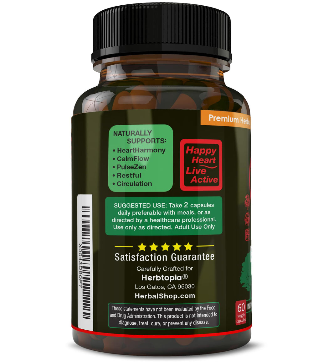 Herbtopia Eternal Health capsules close-up emphasizing purity and dosage.