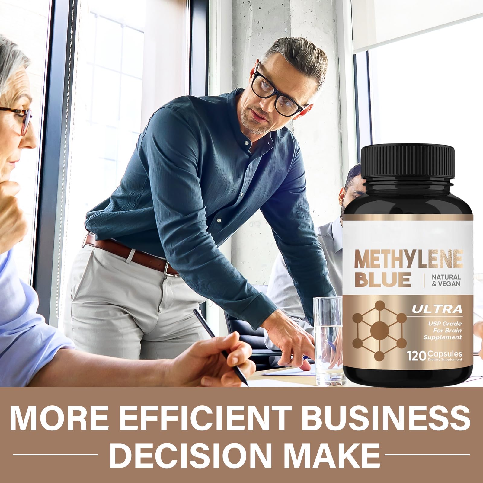 HerbX Methylene Blue capsules bottle back with ingredients and gluten-free claim.