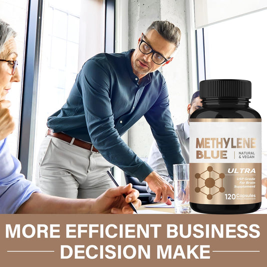 HerbX Methylene Blue capsules bottle back with ingredients and gluten-free claim.