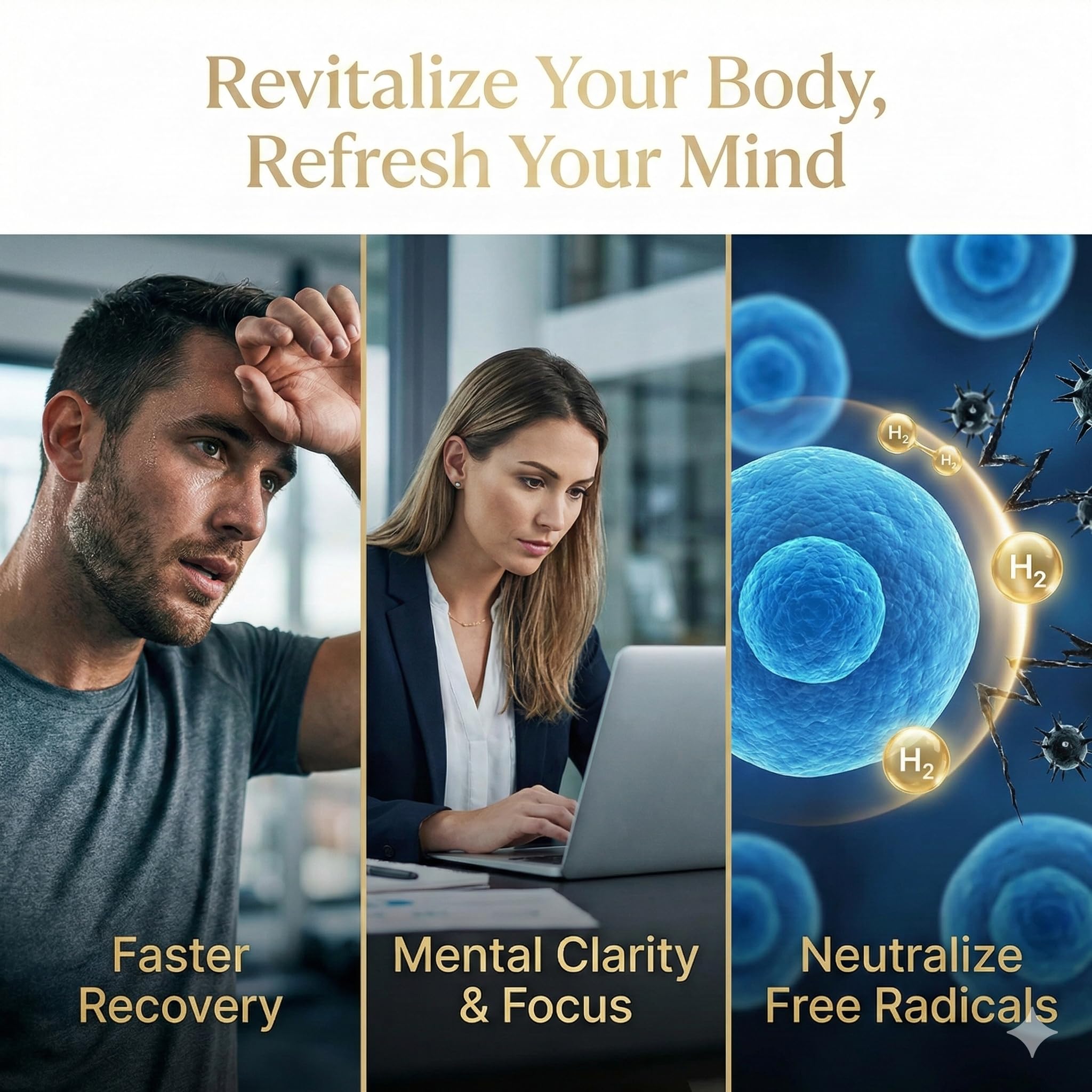 HerbX molecular hydrogen dissolves in water to support focus