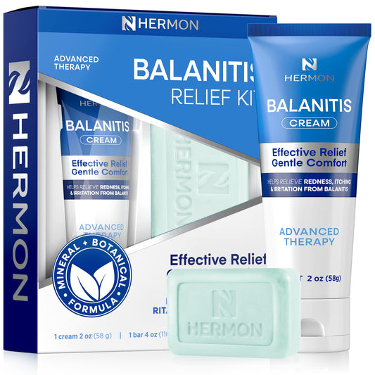 Hermon Balanitis Relief Kit bar cleansing closeup for refreshing hygiene