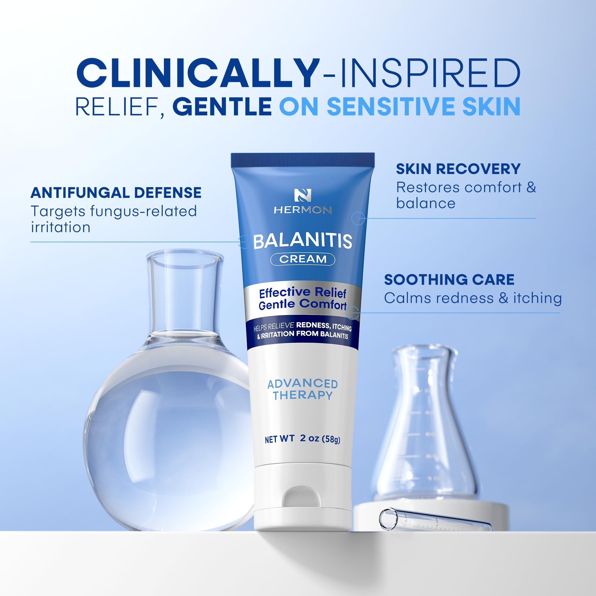 Hermon Balanitis Relief Kit bar lather closeup shows gentle cleansing