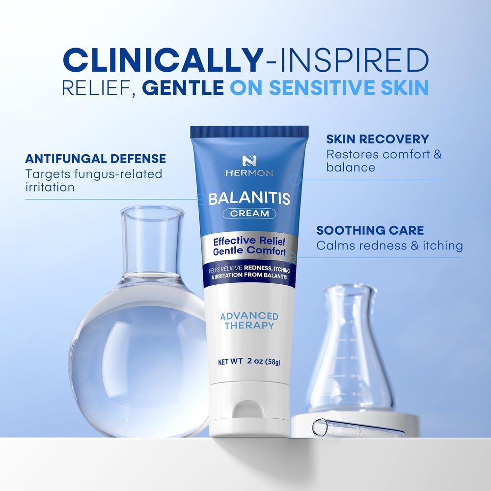Hermon Balanitis Relief Kit bar lather closeup shows gentle cleansing