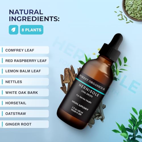 Hernisole ingredients blend emphasizes botanical wellness for digestion.