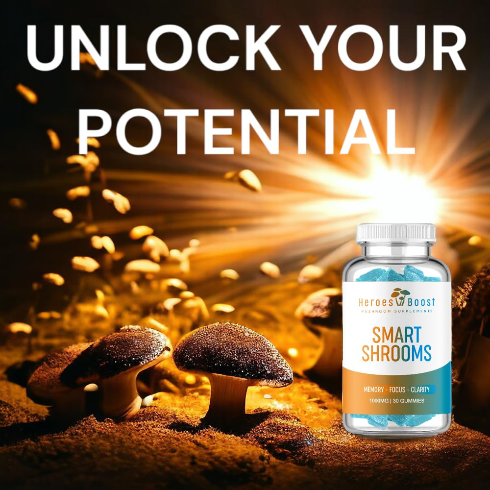 Heroes Boost Smart Shrooms USA-made stamp emphasizes trusted production standards.