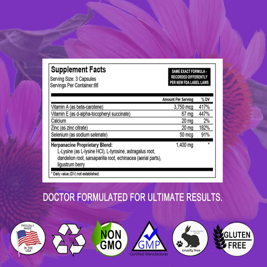 Herpanacine Diamond bottle label close-up highlighting immune support