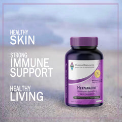 Herpanacine Diamond capsules poured into hand, daily skin care routine