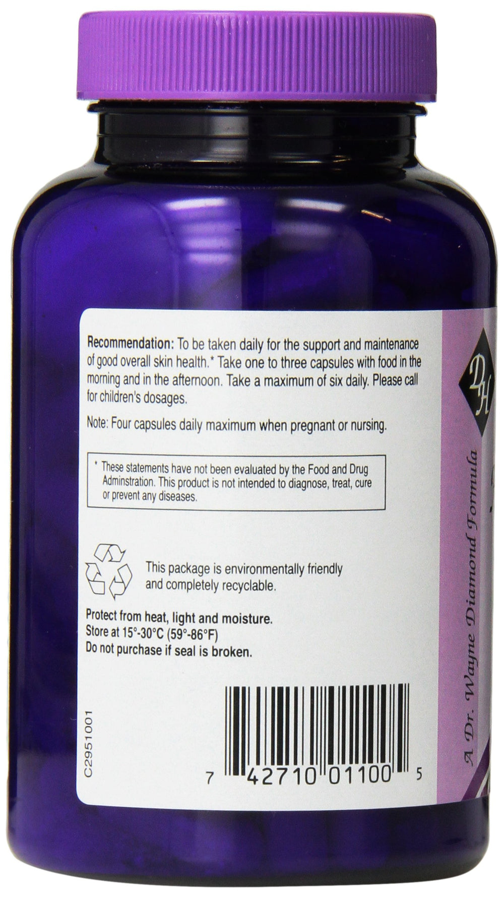 Herpanacine Diamond packaging highlighting additive-free formula.