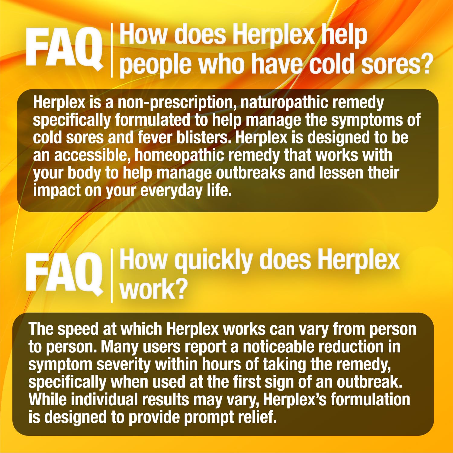 Herplex Inactive ingredients panel on packaging